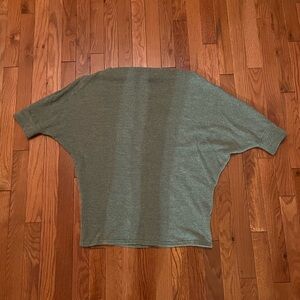 Greenish Gray Quarter Sleeve Cowl Neck Top Women Size L